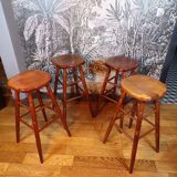 Set 4 tabourets de bar en bois