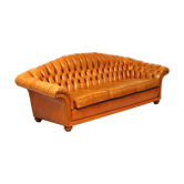 Large vintage cognac leather Chesterfield sofa from the 60s