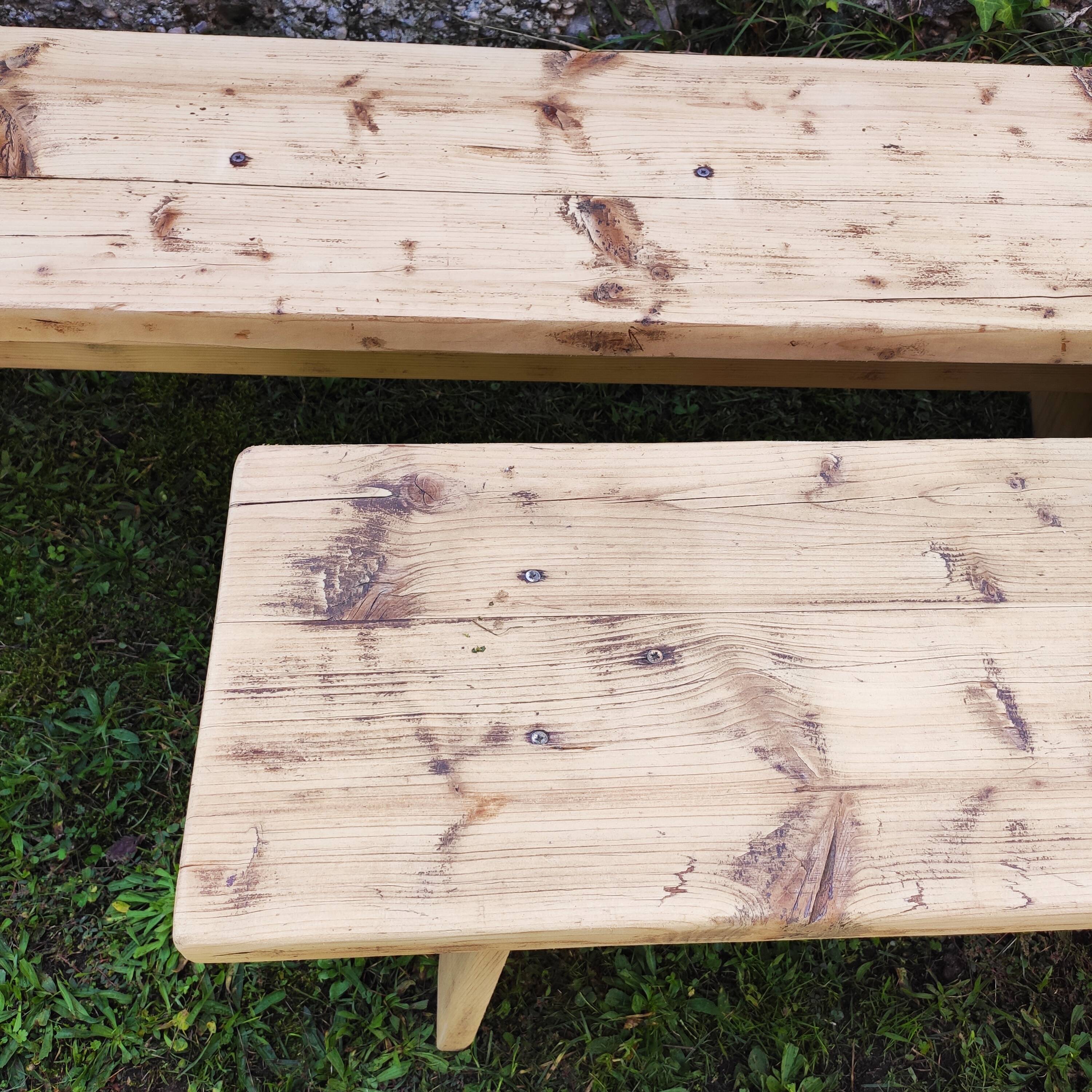 Paire de bancs de ferme bois massif 2 M