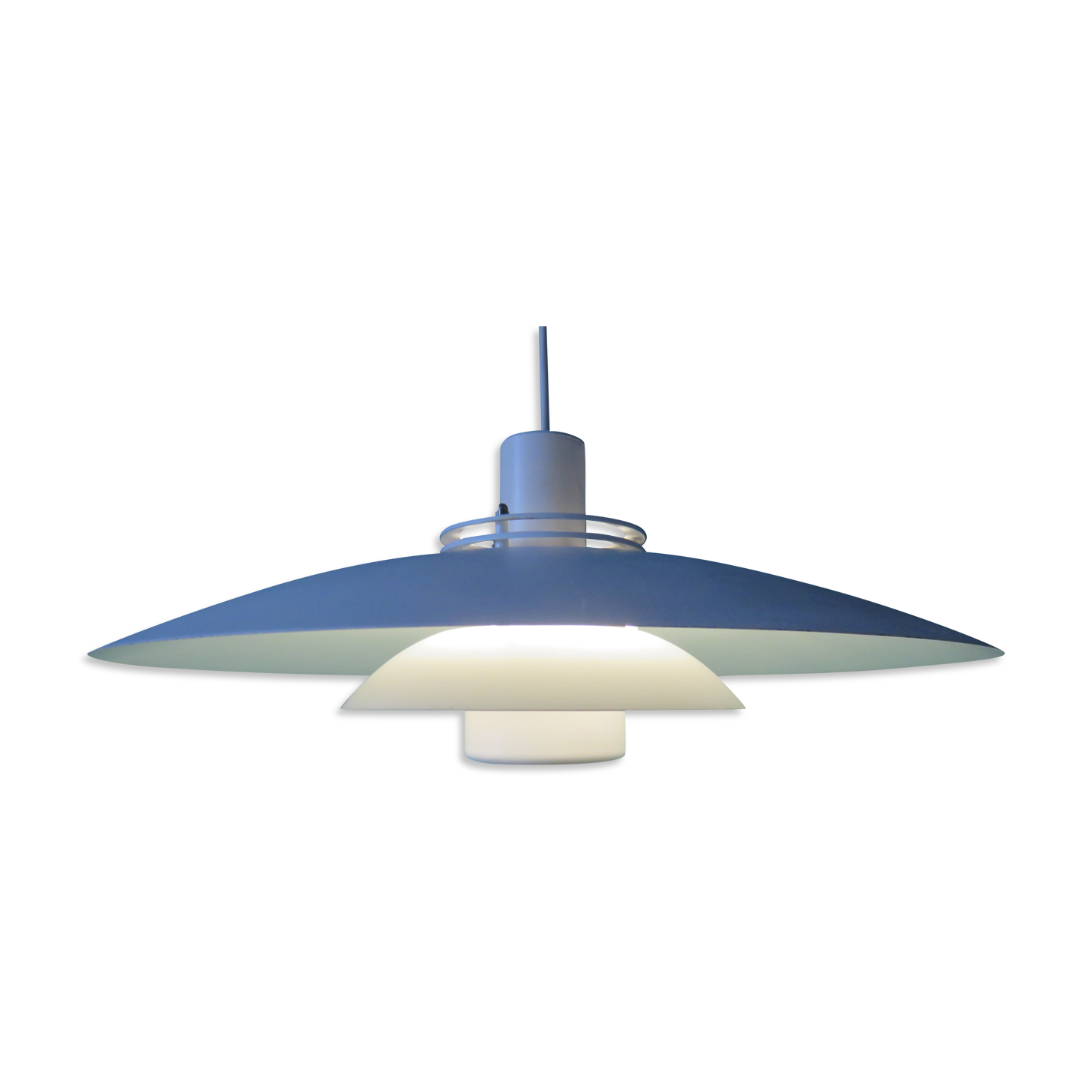 Large white suspension with cups. "Form Light" Denmark 1970
