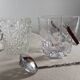 Duo of crystal ice buckets, silver metal, vintage