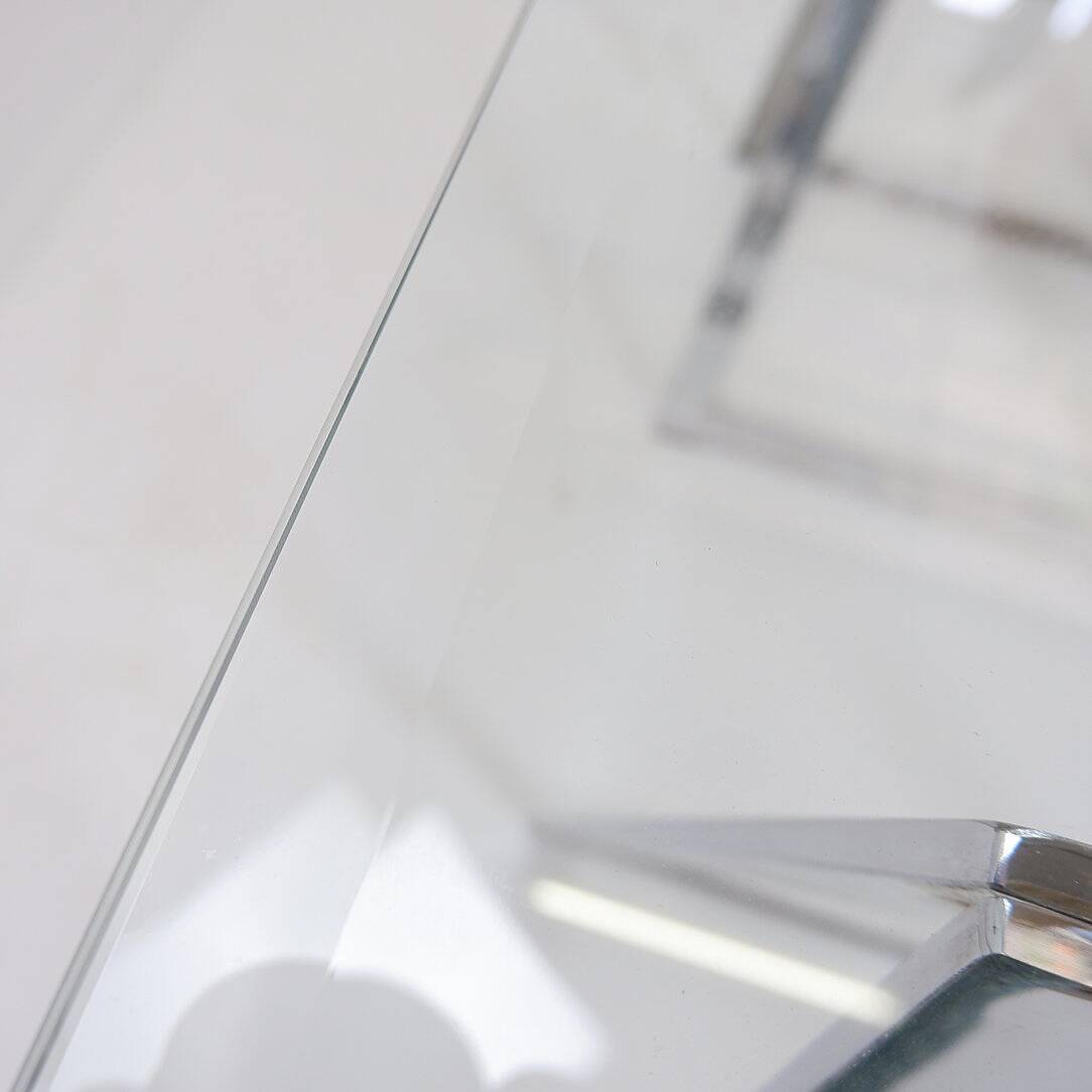 Bureau en verre et métal chromé, 1970