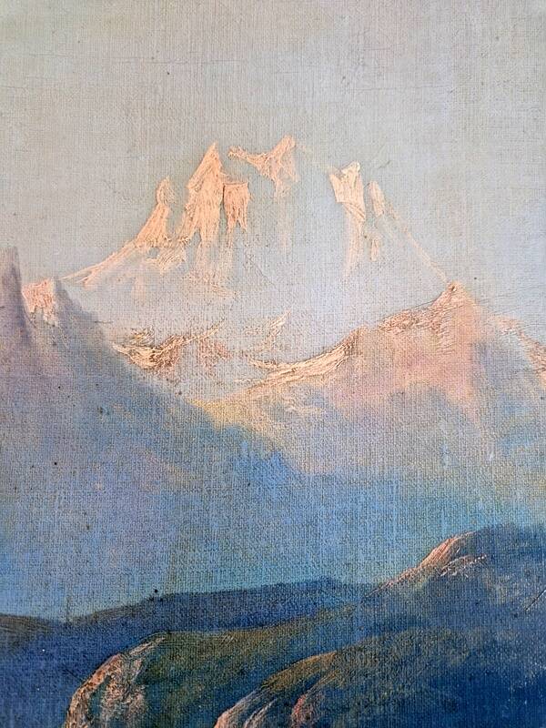 August Achilles (1798-1861) - Oil on canvas - Lakeside landscape in Switzerland