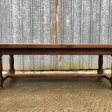 Farmhouse table with cat bar in solid oak with 1 drawer