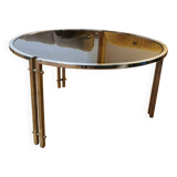 Mid-century round coffee table in silver chrome with a glass top — 1960s