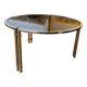 Mid-century round coffee table in silver chrome with a glass top — 1960s