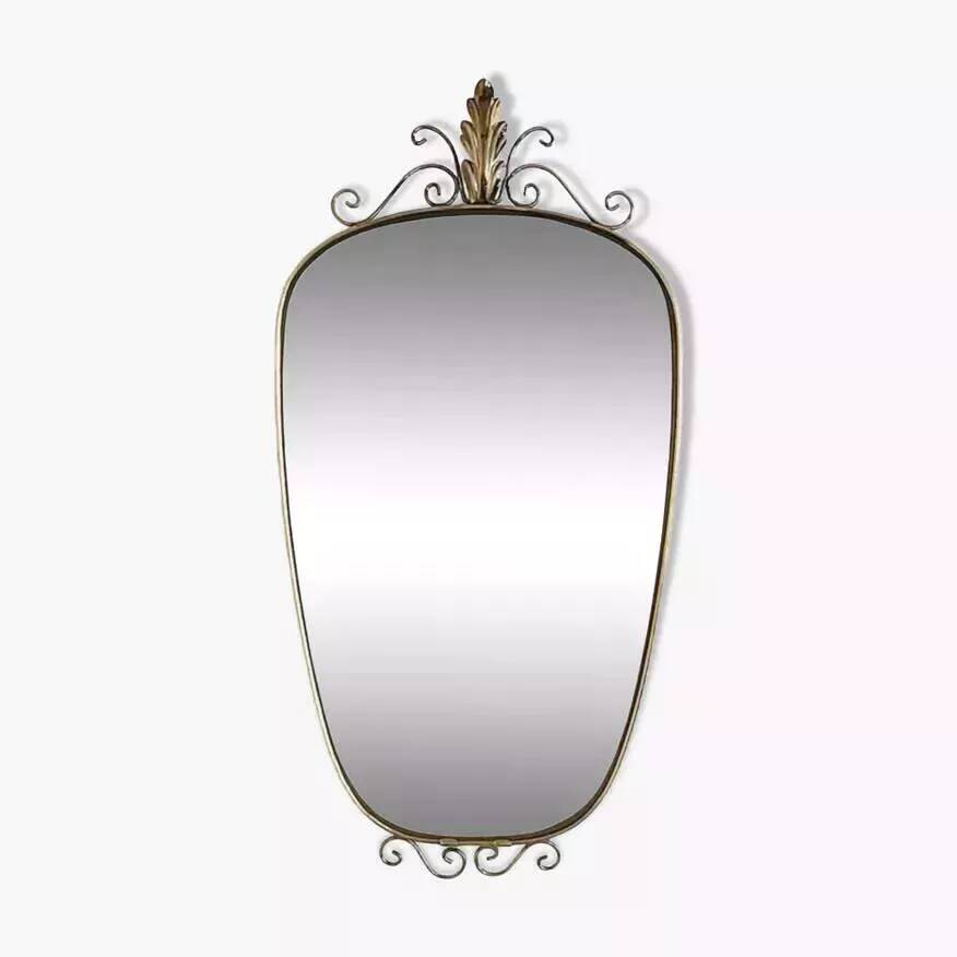 50s-60s freeform rearview mirror on brass frame