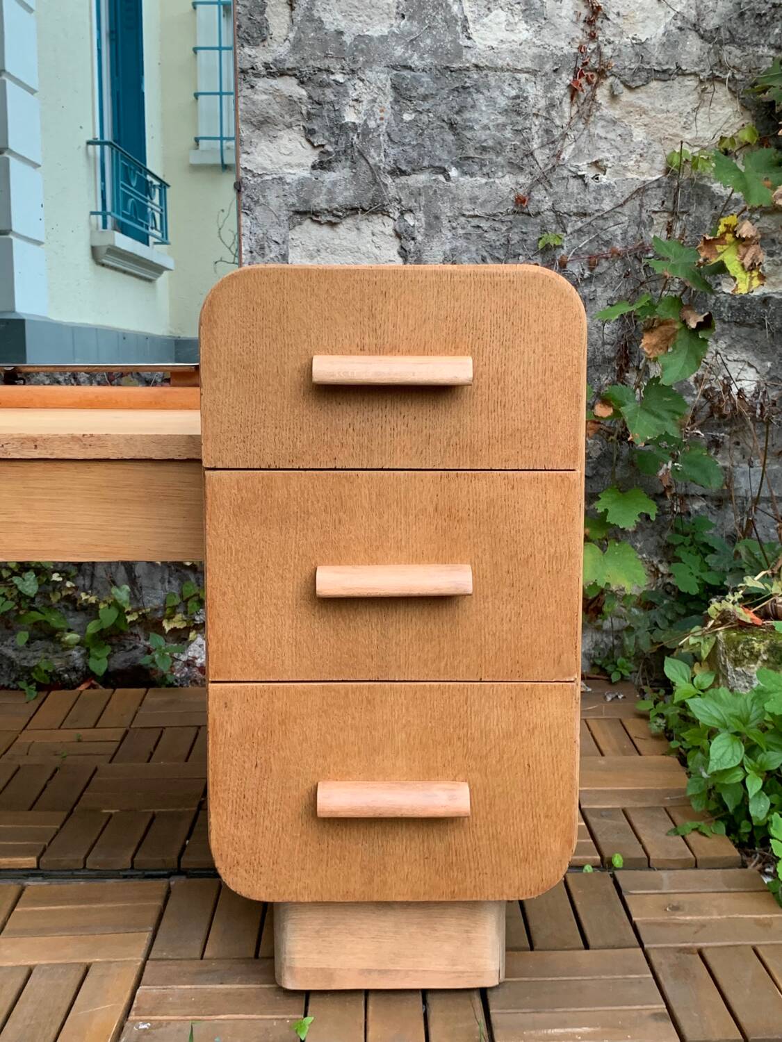 Art Deco dressing table in raw oak produced by Tatra Nabytok Czechoslovakia 1950