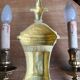 2 antique bronze wall sconces – Louis XVI style – 2 light arms