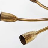 Sputnik chandelier 6 arm brass hammered 1950 s