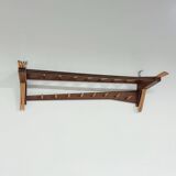 Vintage Wall Coat Rack in Two-tone Wood by Electrimeufa, 1960s – With Coat Hangers