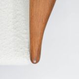 Scandinavian two-seater Sofa, 60's style, teak & white bouclé