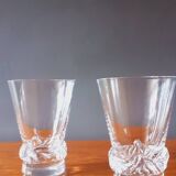 2 wine glasses from the 1950s in crystal by Daum, Sorcy model