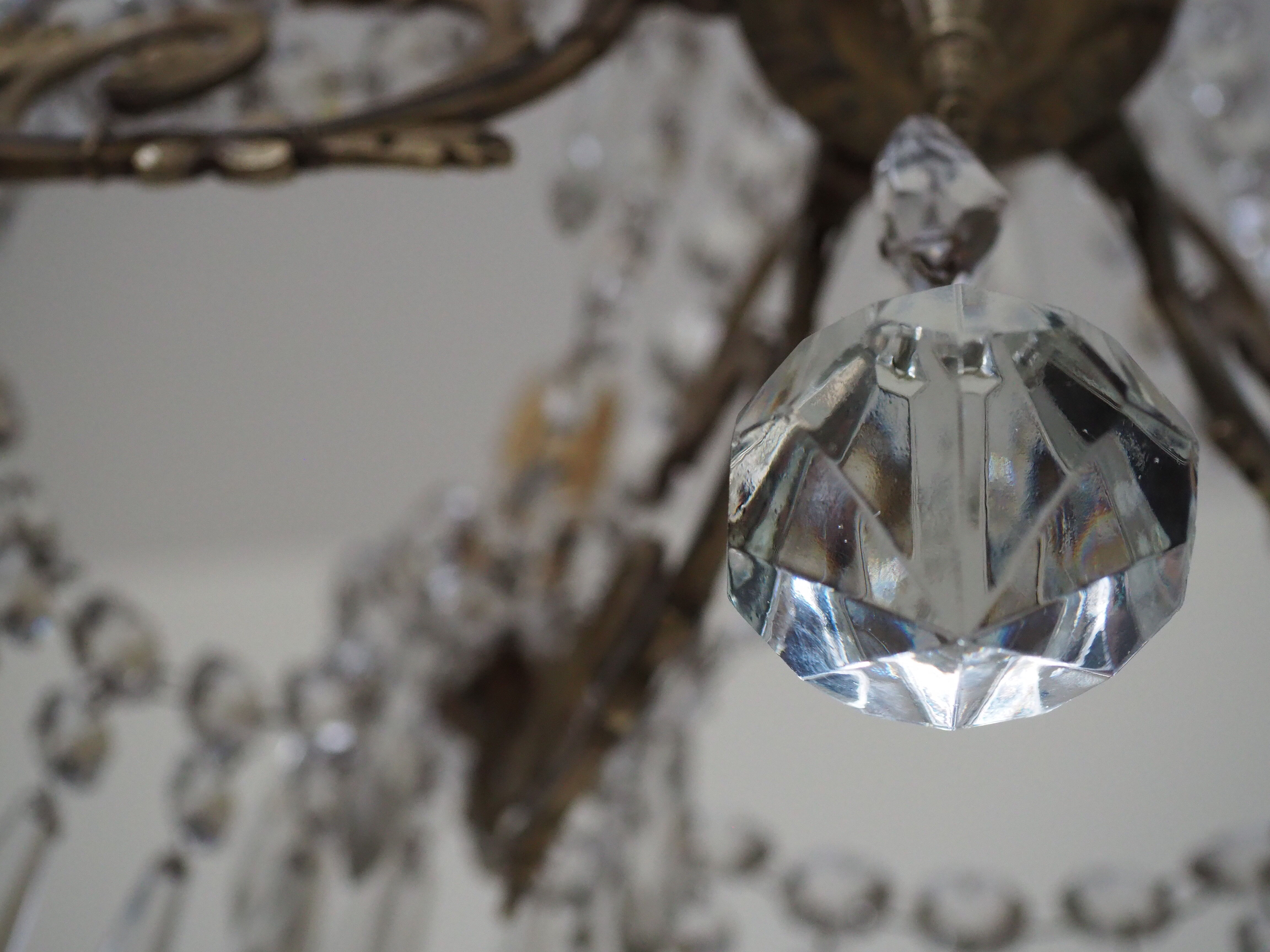 Napoleon III chandelier with crystal pendants, signed Portieux 19th century
