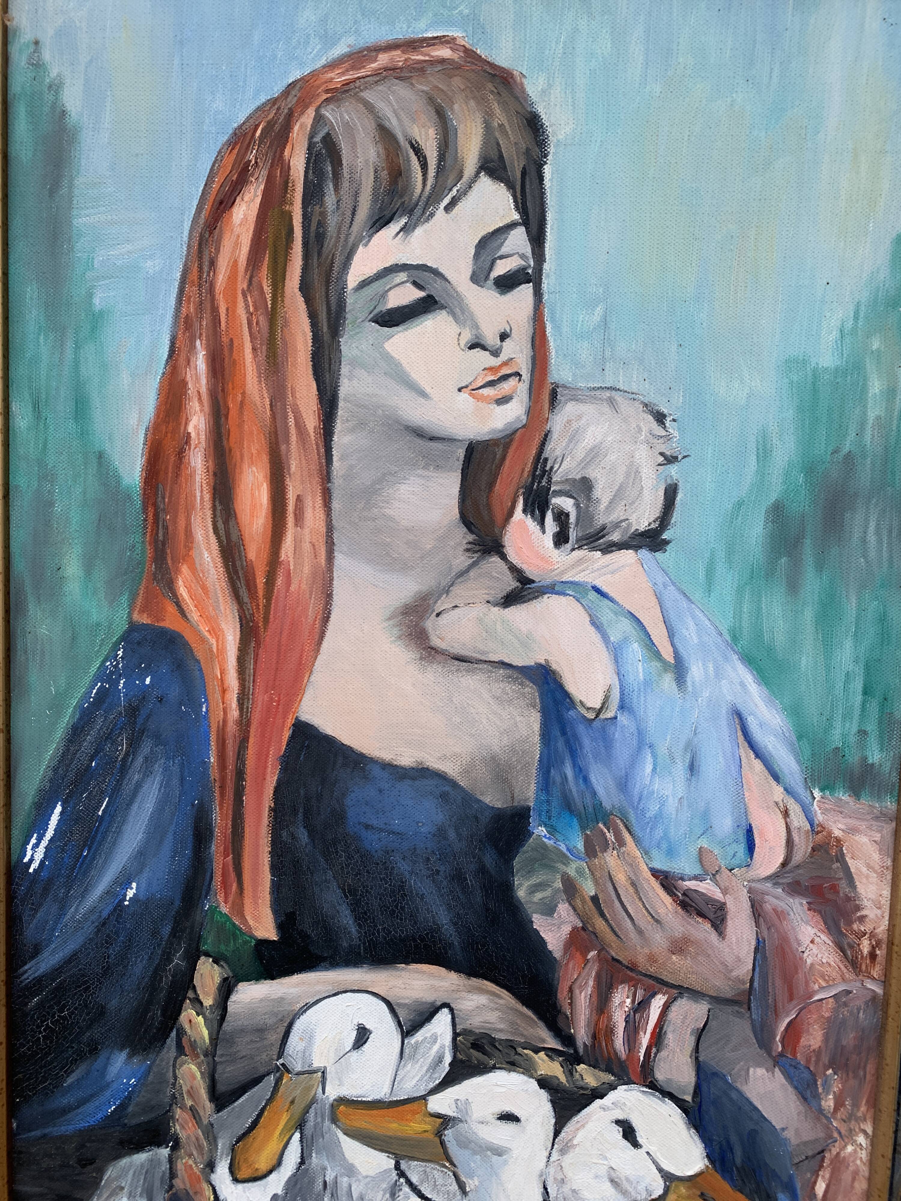 Painting Allegory with woman and ducklings XX