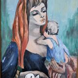 Tableau Allégorie avec femme et canetons XX