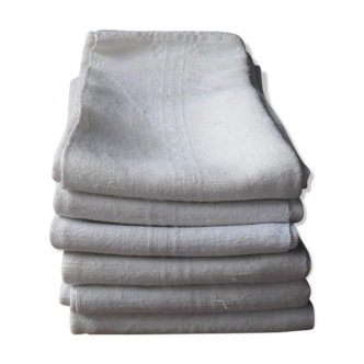 Ensemble de 6 torchons anciens en lin et chanvre