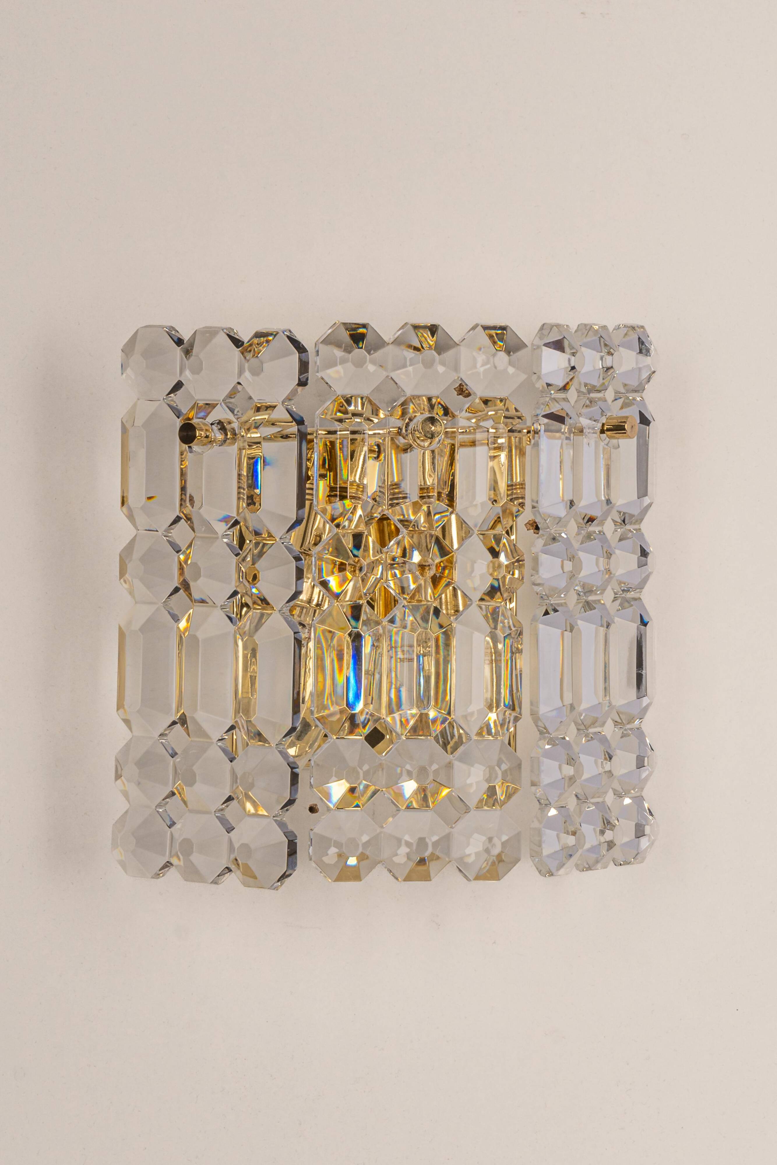 pair of crystal wall lights by Kinkeldey, Germany, 1970s.
