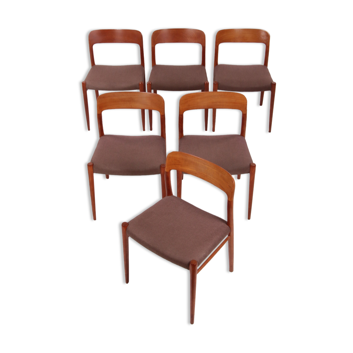 6 chaises de salle à manger Niels Moller modèle 75 Danemark 1960