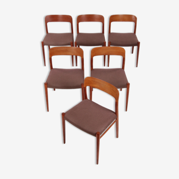 6 chaises de salle à manger Niels Moller modèle 75 Danemark 1960