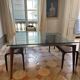 Dining table glass and wood. Italian vintage from the 80s.