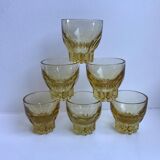 Lot de 6 verres à liqueur en verre jaune années 70