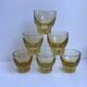 Set of 6 yellow glass shot glasses in 70s