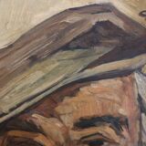 Oil on panel portrait of an old bearded man