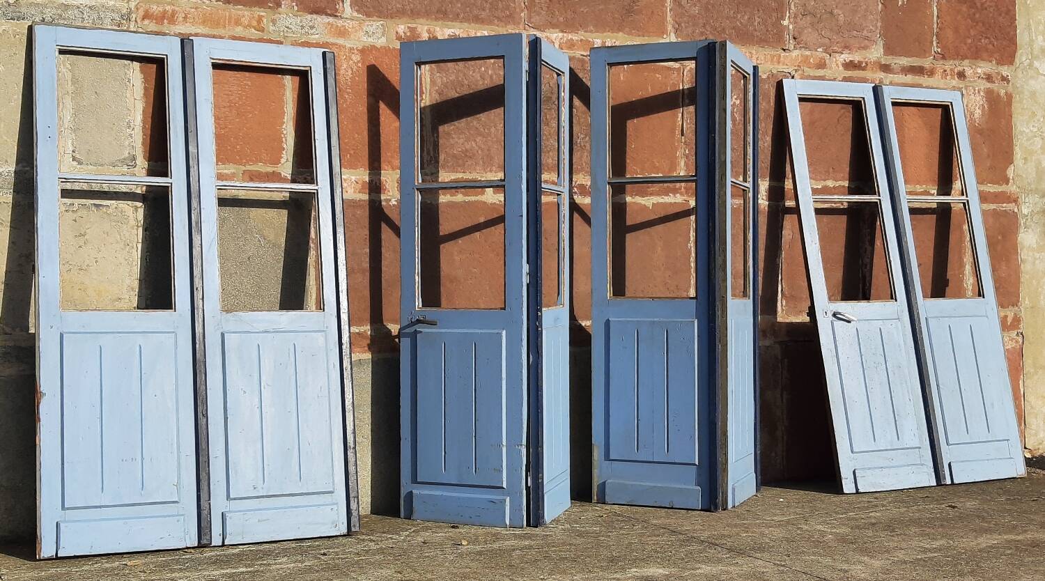 Double doors, two leaves, solid wood (Set of 4)