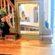 Antique bevelled mirror Farrow and Ball "Green Bancha"