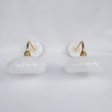 Speckled glass swan neck wall lights