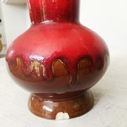 Vintage KIL Ceramic Vase: Red & Brown Lava Glaze, 1970s Yugoslavia