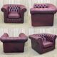 Chesterfield armchair in red leather from the 1980s