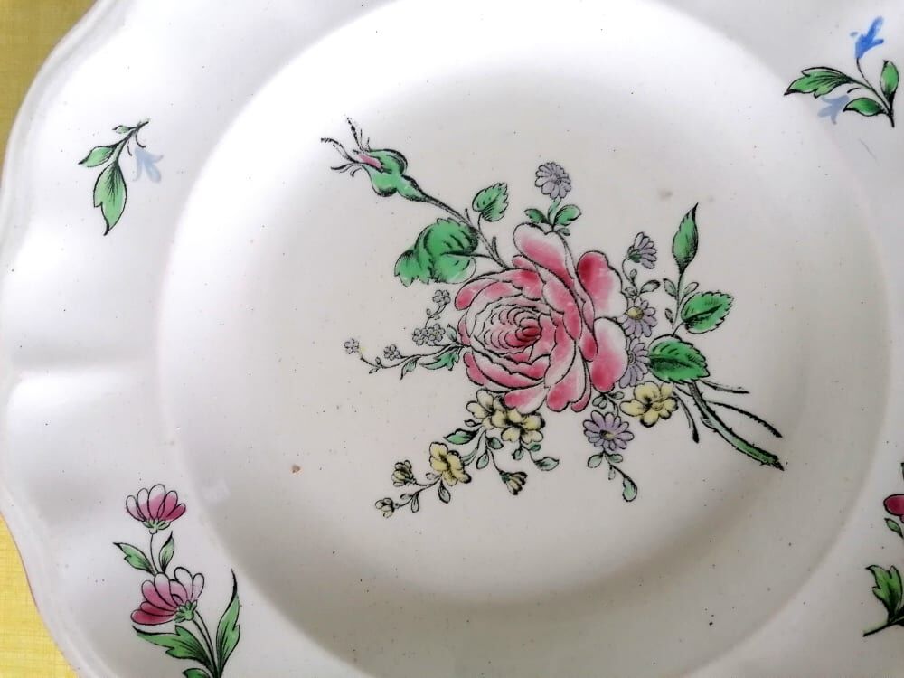 Rose plates Lunéville Keller & Guérin