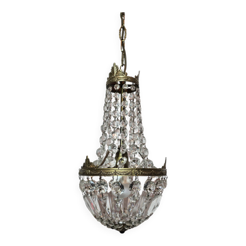Small balloon chandelier with crystal pendants, Napoleon III style -