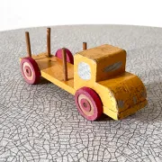 Small wooden logging truck, vintage toy
