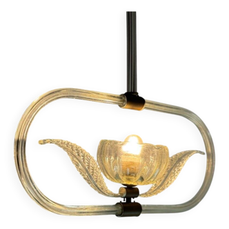 Venetian chandelier in colorless Murano glass circa 1950