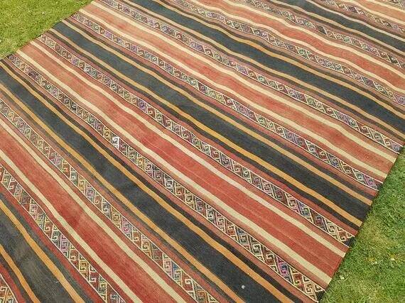 Vintage Turkish kilim handwoven 174x334 cm