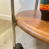 Folding service vintage castors solid wood 70s