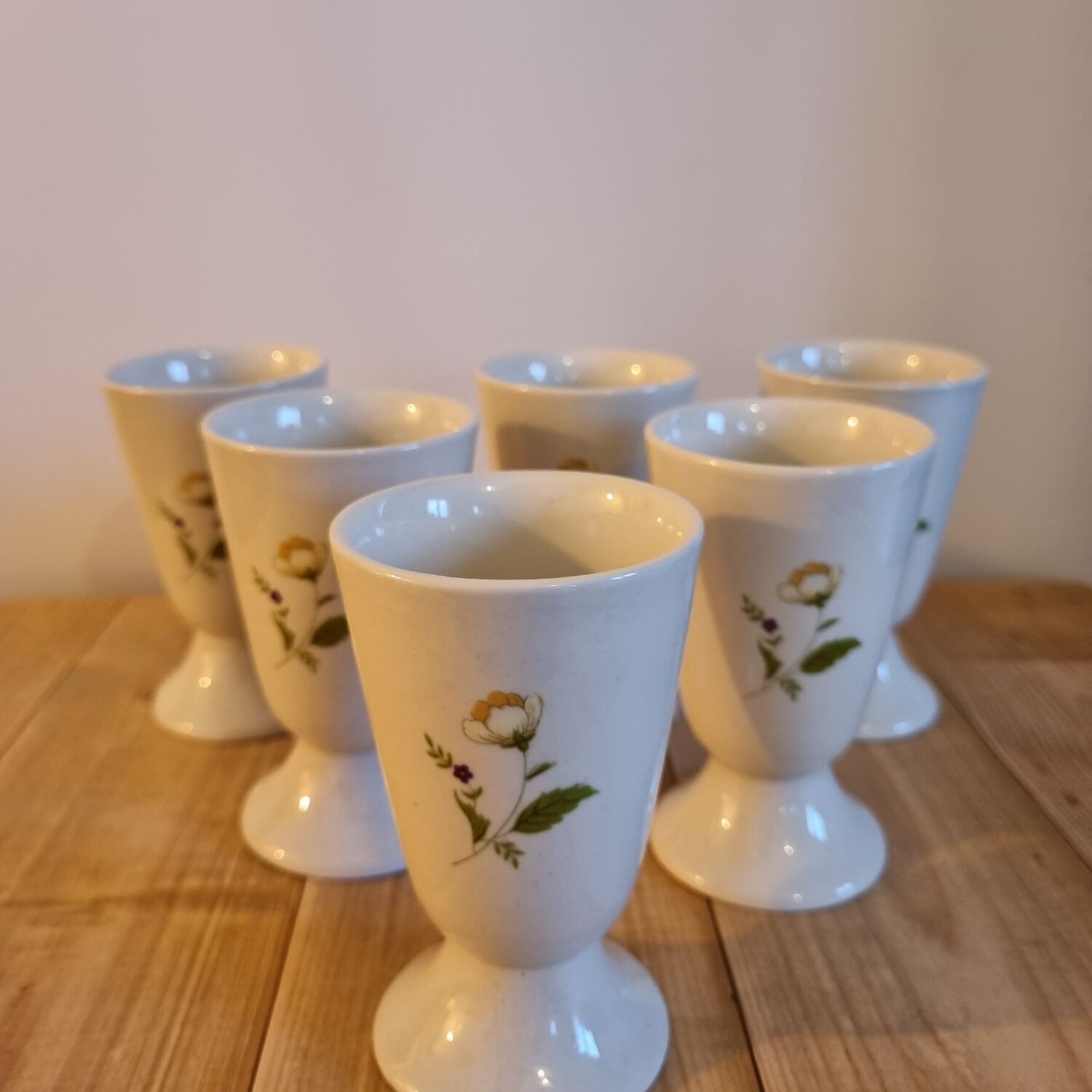 Set of 6 vintage mazagrans with floral decoration