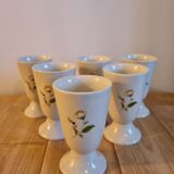 Set of 6 vintage mazagrans with floral decoration