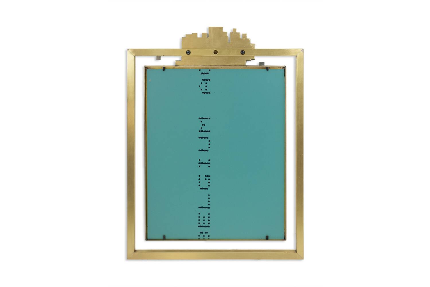 “Boizot” model mirror in brass, varnished finish. Contemporary.