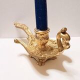 Peacock candle holder in gilded brass 1970