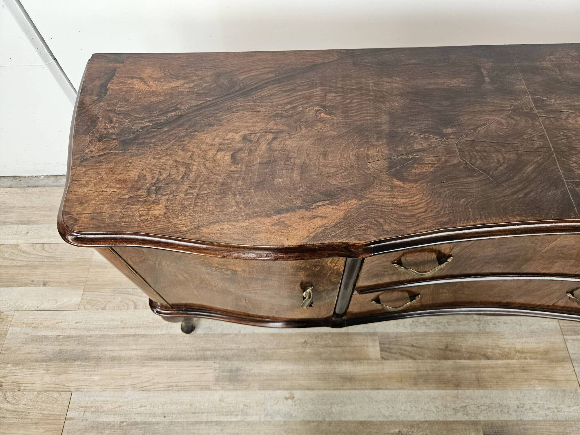 Chippendale walnut burl vanity, 1940