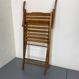 Vintage scandinavian oak campaign folding chair, 1920s