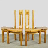 LAUKAAN PUU / brutalist pine dining table chairs “Rantasipi” / Finland 70s