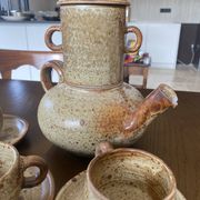 Handmade stoneware tea set, 1970s-80s