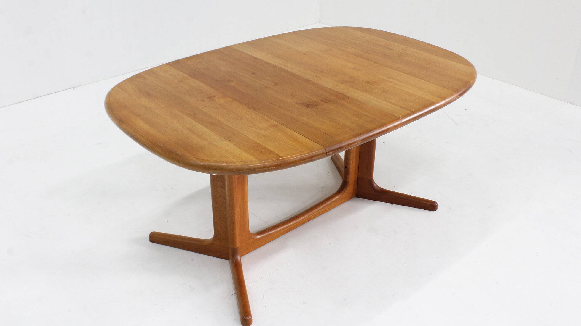 Vintage Glostrup Danish oval extendable dining table solid teak 1960s