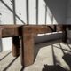 Brutalist Oak Bench – Unique Piece, 20th Century Folk Art