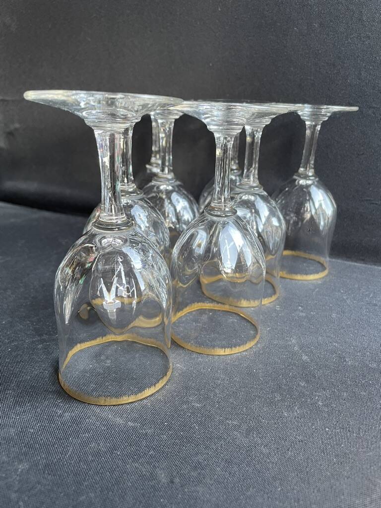 8 Daum gold-plated wine glasses